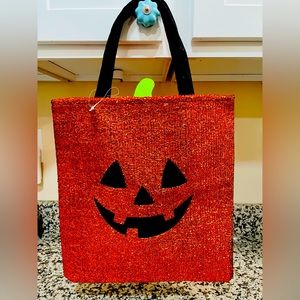 Sparkly Orange pumpkin, trick-or-treat goody gift bag tote New